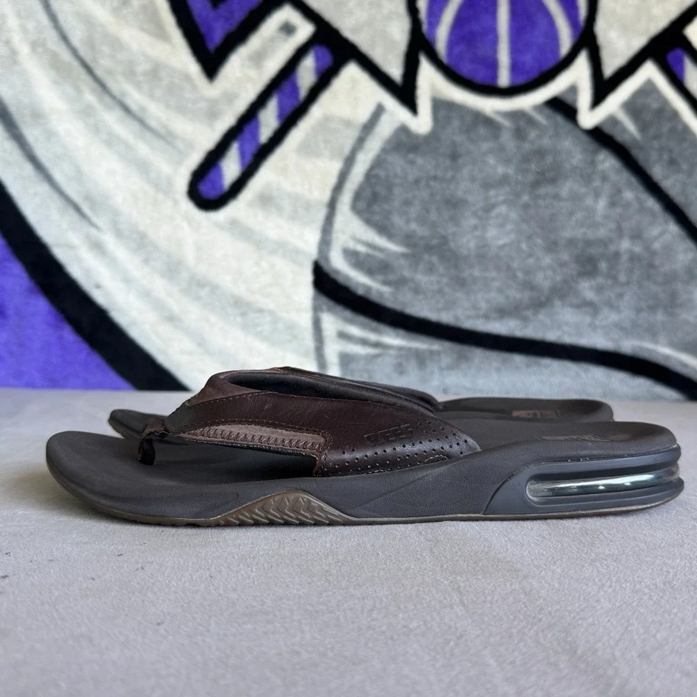 Size 12 - Reef Men's Leather Fanning Bottle Opener Sandals
